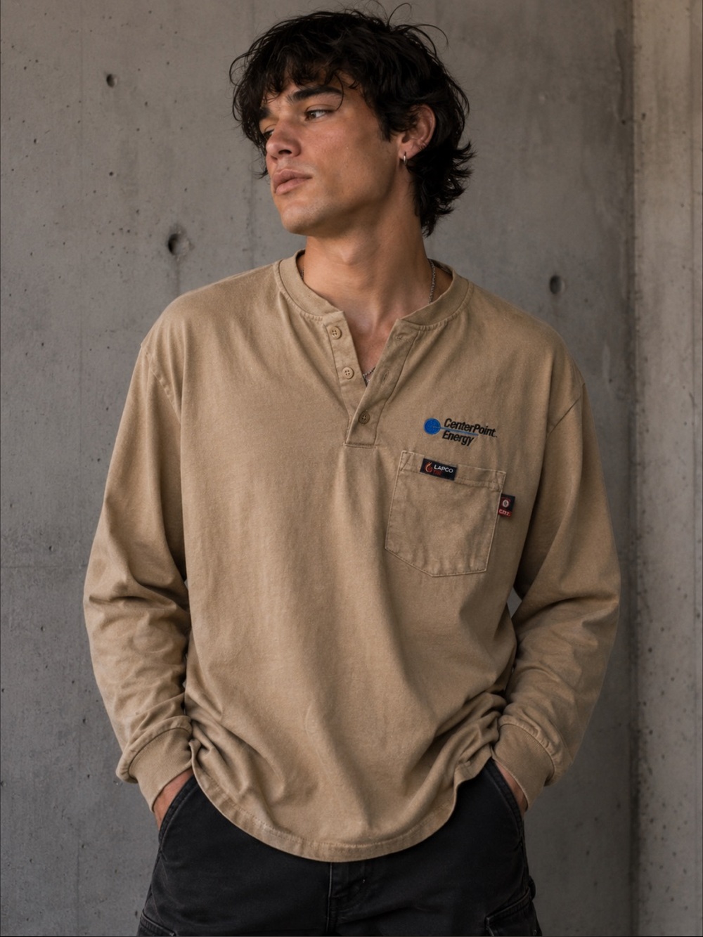 LAPCO FR CenterPoint Energy Henley Shirt Medium Regular Flame Resistant CAT 2